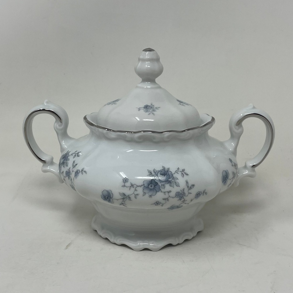 Johann Haviland Blue Garland Sugar Bowl with Lid Bavaria Germany Fine China
